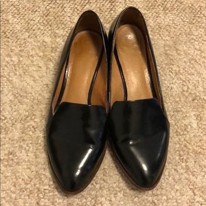 Madewell black leather heeled loafers size 6.5